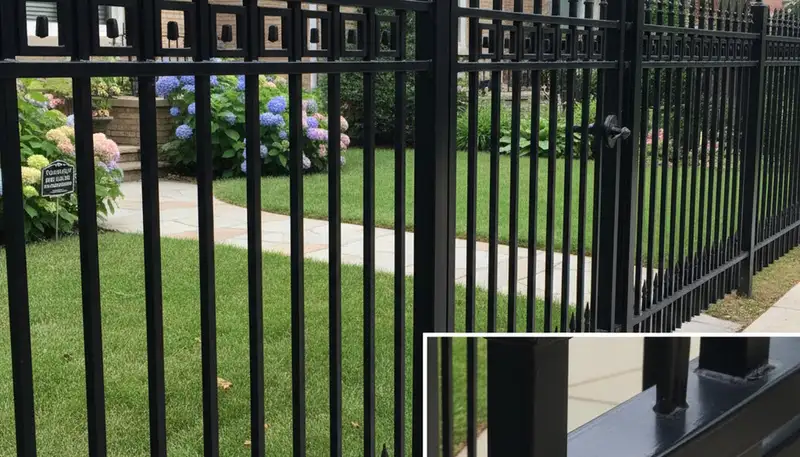 Ornamental black metal fence installation by landscaping experts in Chicago, IL