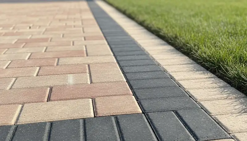 Decorative paver border and edging installed by professional driveway pavers in Chicago, IL