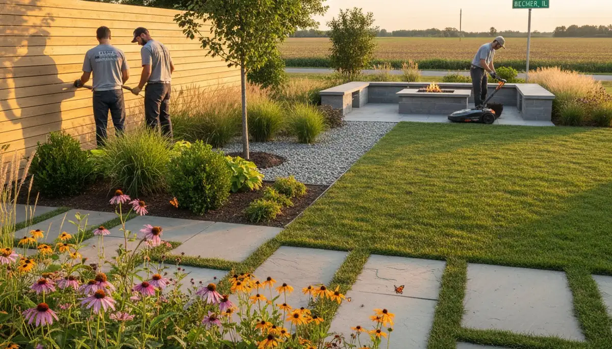 Landscaping crew serving Chicago, IL with professional lawn care and landscape maintenance