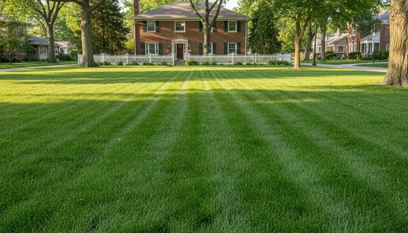 Lush, weed-free residential lawn showing expert professional lawn care results in Chicago, IL